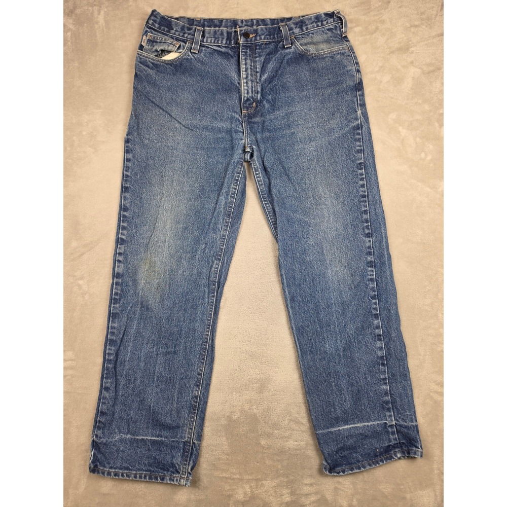 Carhartt FR Flame Resistant Jeans Men 40x32 Blue FRB004 Relaxed Denim Workwear